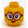 LEGO Yellow Shirley Keeper Plain Head With Dark Red Glasses (Recessed Solid Stud) (3626 / 73965)