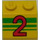 LEGO Amarillo Con pendiente 2 x 2 (45°) con Number 2 y Verde Rayas (3039)