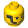 LEGO Yellow Space Miner Head with Stubble and Headset (Recessed Solid Stud) (3626 / 18174)
