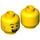 LEGO Yellow Stuntz Driver (Lightning) Minifigure Head (Recessed Solid Stud) (3626 / 77745)