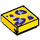 LEGO Yellow Tile 1 x 1 with Light Blue and Purple Leopard Spots with Groove (3070 / 73074)