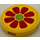 LEGO Yellow Tile 2 x 2 Round with Flower with Red Petals Sticker with Bottom Stud Holder (14769)