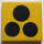 LEGO Yellow Tile 2 x 2 with 3 Black Circles Sticker with Groove (3068)