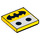 LEGO Gelb Fliese 2 x 2 mit Batarang und 2 Dice mit Nut (3068 / 14337)