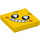 LEGO Yellow Tile 2 x 2 with Grinning Face with Groove (3068 / 57458)