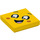 LEGO Yellow Tile 2 x 2 with Smiling Face with Tears and Tongue with Groove (3068 / 44354)