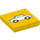 LEGO Yellow Tile 2 x 2 with White Car with Groove (3068 / 87539)