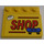 LEGO Yellow Tile 4 x 4 with Studs on Edge with Red &#039;SHOP&#039;, White Helmet, Blue Skate Board Sticker (6179)