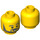 LEGO Yellow Train Ticket Inspector Minifigure Head (Recessed Solid Stud) (3626 / 37483)