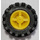 LEGO Žlutá Wheel Rim Ø8 x 6.4 without Side Notch with Small Tire with Offset Tread (without Band Around Center of Tread) (73420)