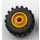 LEGO Yellow Wheel Rim Wide Ø11 x 12 with Notched Hole with Tire 21mm D. x 12mm - Offset Tread Small Wide with Slightly Bevelled Edge and no Band