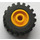 LEGO Amarillo Wheel Rim Wide Ø11 x 12 with Round Hole with Tire 21mm D. x 12mm - Offset Tread Small Wide with Slightly Bevelled Edge and no Band