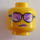 LEGO Amarillo Mujer en Roca Band Camisa Minifigura Cabeza (Espiga sólida hueca) (3626 / 68588)