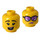 LEGO Giallo Donna in Roccia Band Maglietta Minifigure Testa (Perno solido incassato) (3626 / 68588)