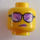 LEGO Yellow Woman in Rock Band Shirt Minifigure Head (Recessed Solid Stud) (3626 / 68588)