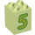 LEGO Gelblich-grün Duplo Backstein 2 x 2 x 2 mit Number 5 (31110 / 77922)